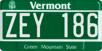VT license plate ZEY186