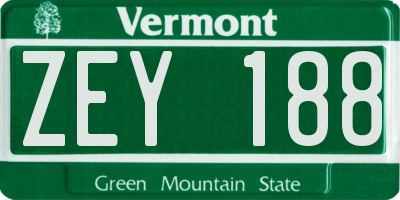 VT license plate ZEY188