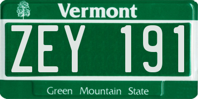 VT license plate ZEY191