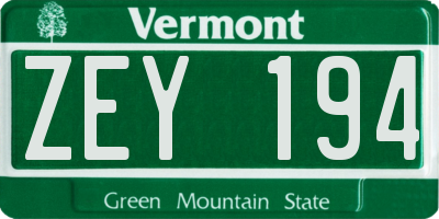 VT license plate ZEY194