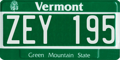 VT license plate ZEY195