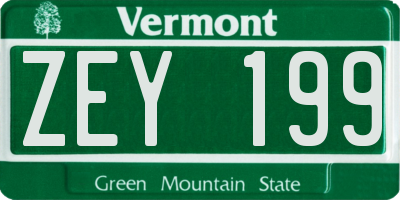 VT license plate ZEY199