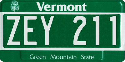 VT license plate ZEY211