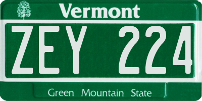 VT license plate ZEY224