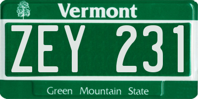 VT license plate ZEY231