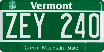 VT license plate ZEY240