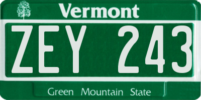 VT license plate ZEY243