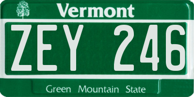 VT license plate ZEY246