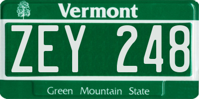VT license plate ZEY248