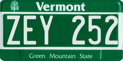 VT license plate ZEY252