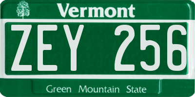 VT license plate ZEY256