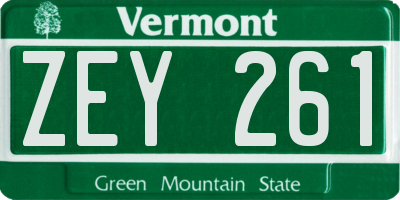 VT license plate ZEY261