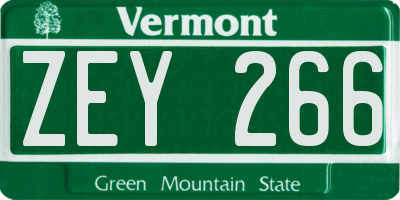 VT license plate ZEY266