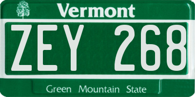 VT license plate ZEY268
