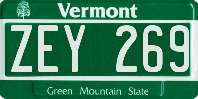 VT license plate ZEY269
