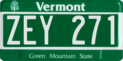 VT license plate ZEY271
