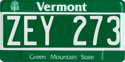 VT license plate ZEY273