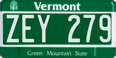 VT license plate ZEY279