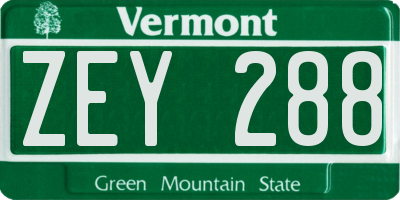VT license plate ZEY288