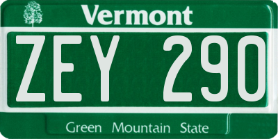 VT license plate ZEY290