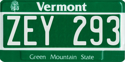 VT license plate ZEY293