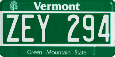 VT license plate ZEY294