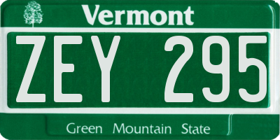 VT license plate ZEY295
