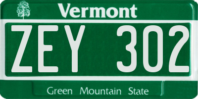 VT license plate ZEY302
