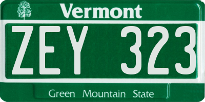 VT license plate ZEY323