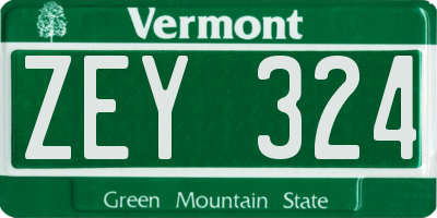 VT license plate ZEY324