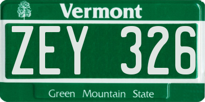 VT license plate ZEY326