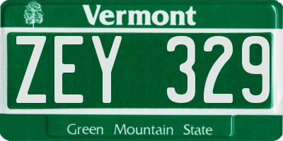 VT license plate ZEY329