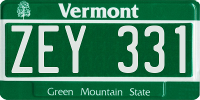 VT license plate ZEY331