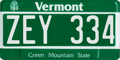 VT license plate ZEY334