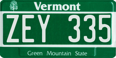 VT license plate ZEY335