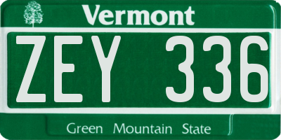 VT license plate ZEY336