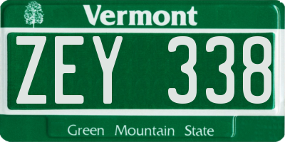 VT license plate ZEY338