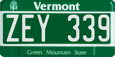 VT license plate ZEY339
