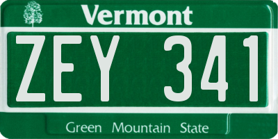 VT license plate ZEY341