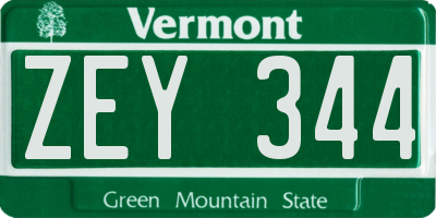 VT license plate ZEY344
