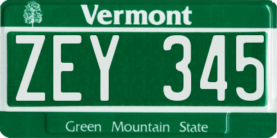 VT license plate ZEY345