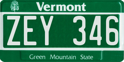 VT license plate ZEY346