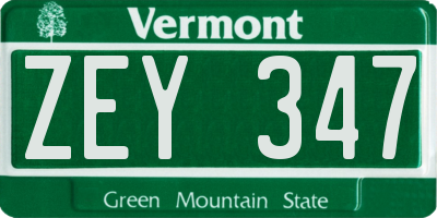 VT license plate ZEY347