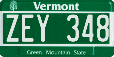 VT license plate ZEY348