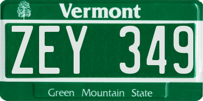 VT license plate ZEY349