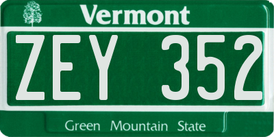 VT license plate ZEY352