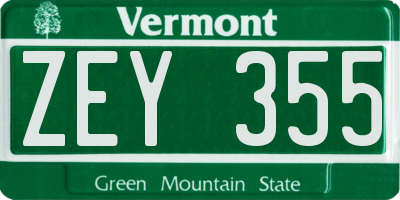 VT license plate ZEY355