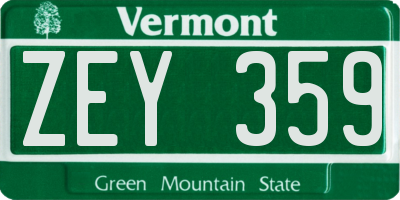 VT license plate ZEY359