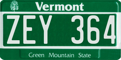 VT license plate ZEY364