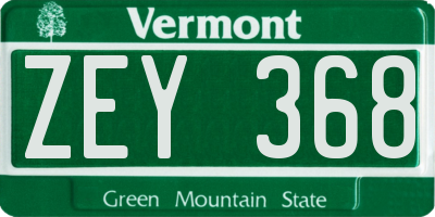 VT license plate ZEY368